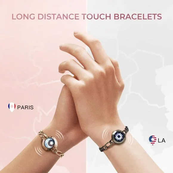 Long Distance Touch Bracelets for Couples, Smart Light & Vibration Love Jewelry,